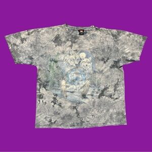 Gray Tie-Dye Wolf Graphic T-Shirt